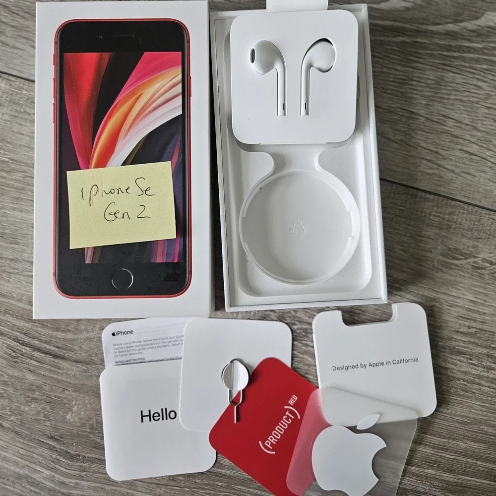 Apple iPhone SE Product RED 3 BOXES ONLY w OEM Wired Headset Stickers
